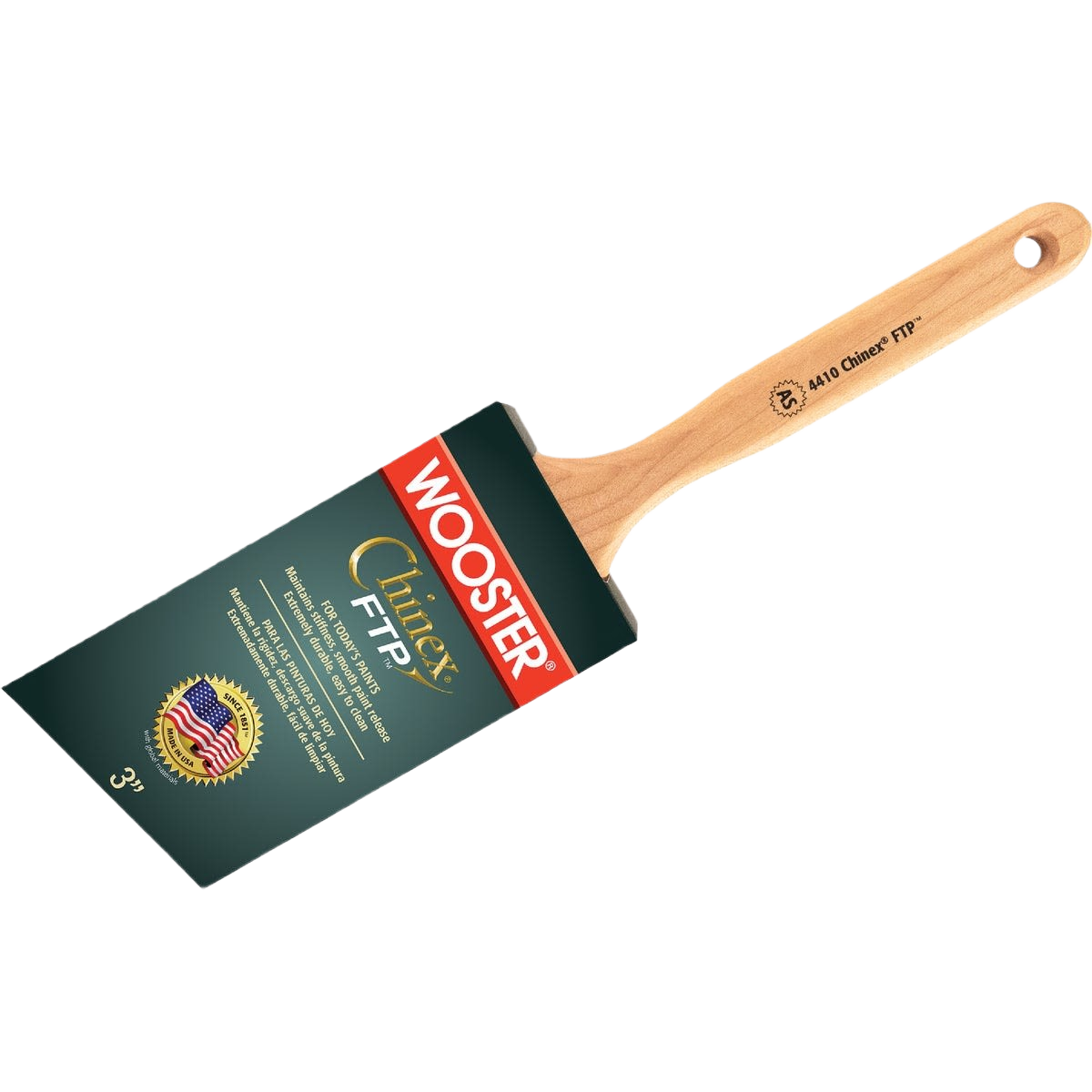 Paint brush with angled bristles and wooden handle in paint brushes and supplies collection under $50