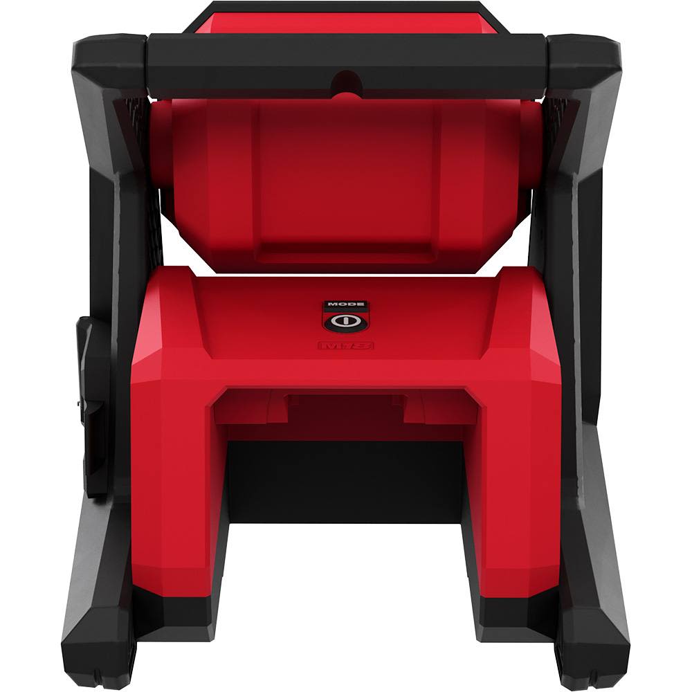 Red and black dual power floodlight with adjustable frame for Milwaukee utility and work lights in home improvement tools