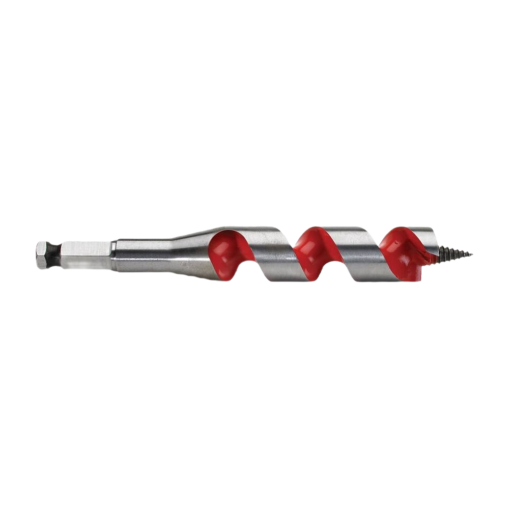 Steel ship auger bit with red spiral flutes for woodworking in tool and power tool accessories collections under $50