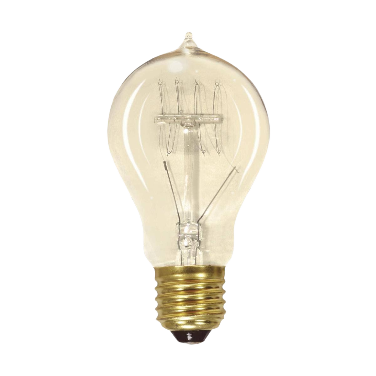 Vintage style incandescent light bulb with clear glass and brass base for home improvement lighting needs