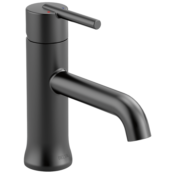 Matte black single handle bathroom faucet with sleek modern design for home improvement projects and tools use