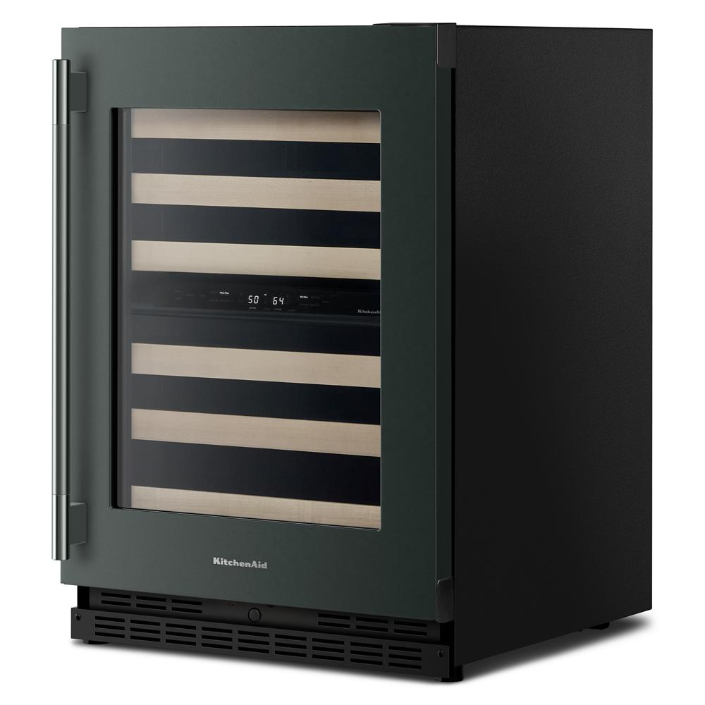 24-Inch Undercounter Wine Cellar with Right Door Swing and 46-Bottle Capacity with Wood-Front Racks in Juniper