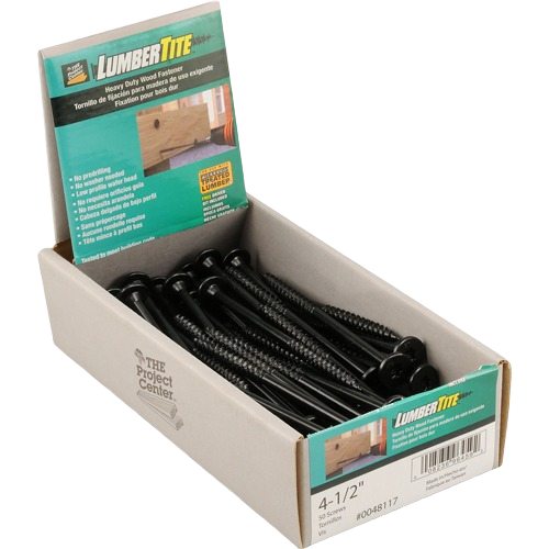 Box of black heavy-duty wood screws for lumber and home improvement projects under $100