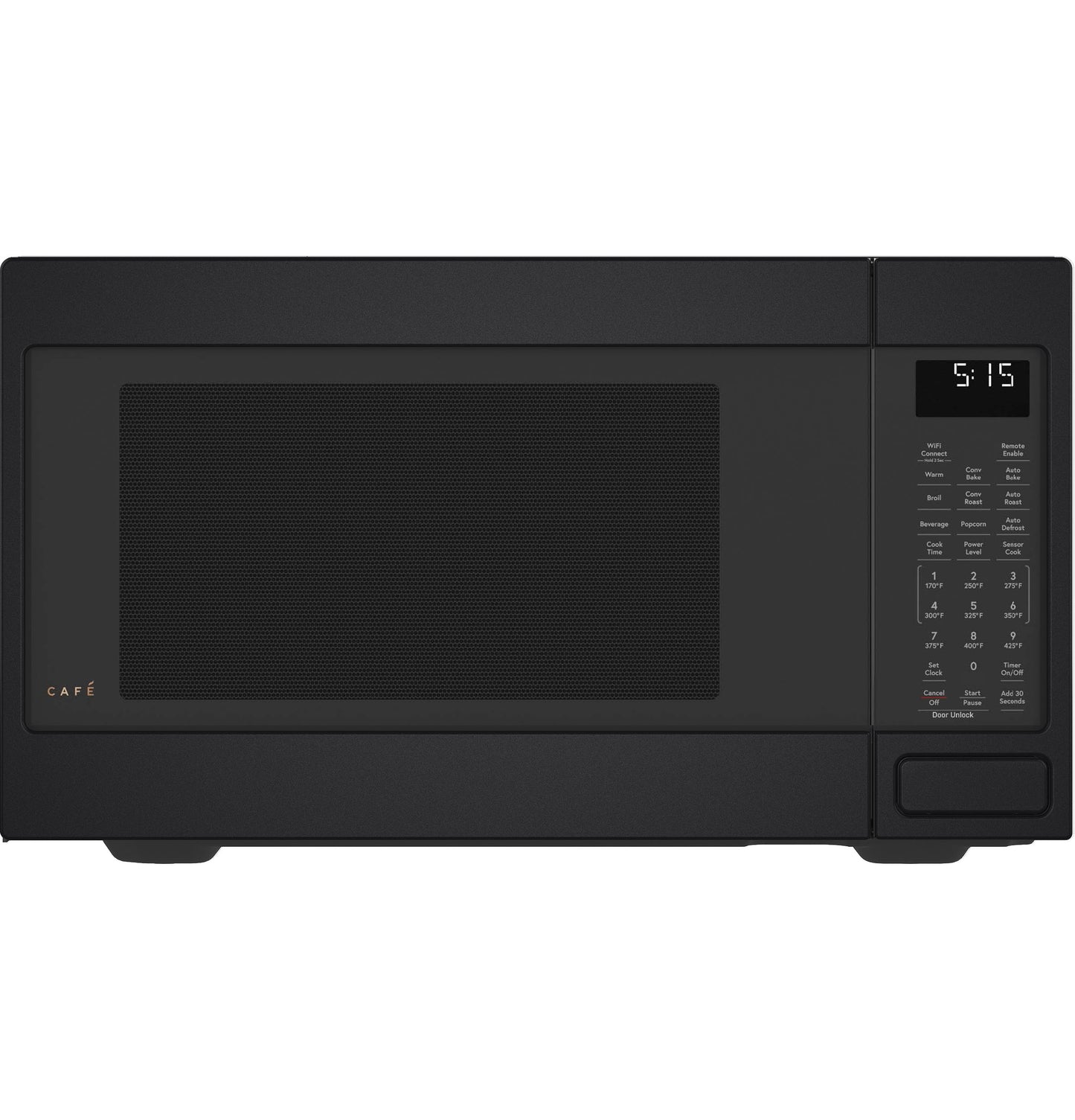 Black smart countertop microwave with digital display and control panel from kitchen and appliances collection