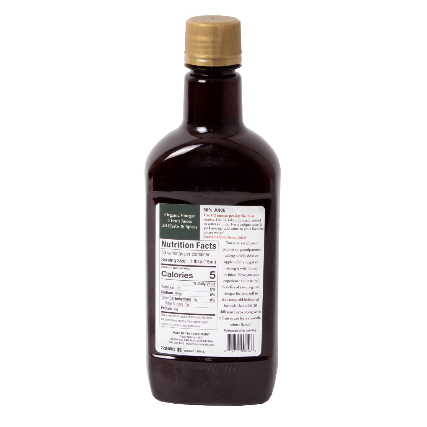 Brown bottle of herbal tonic with gold cap, nutrition label and usage instructions in Health & Beauty under $50 collections