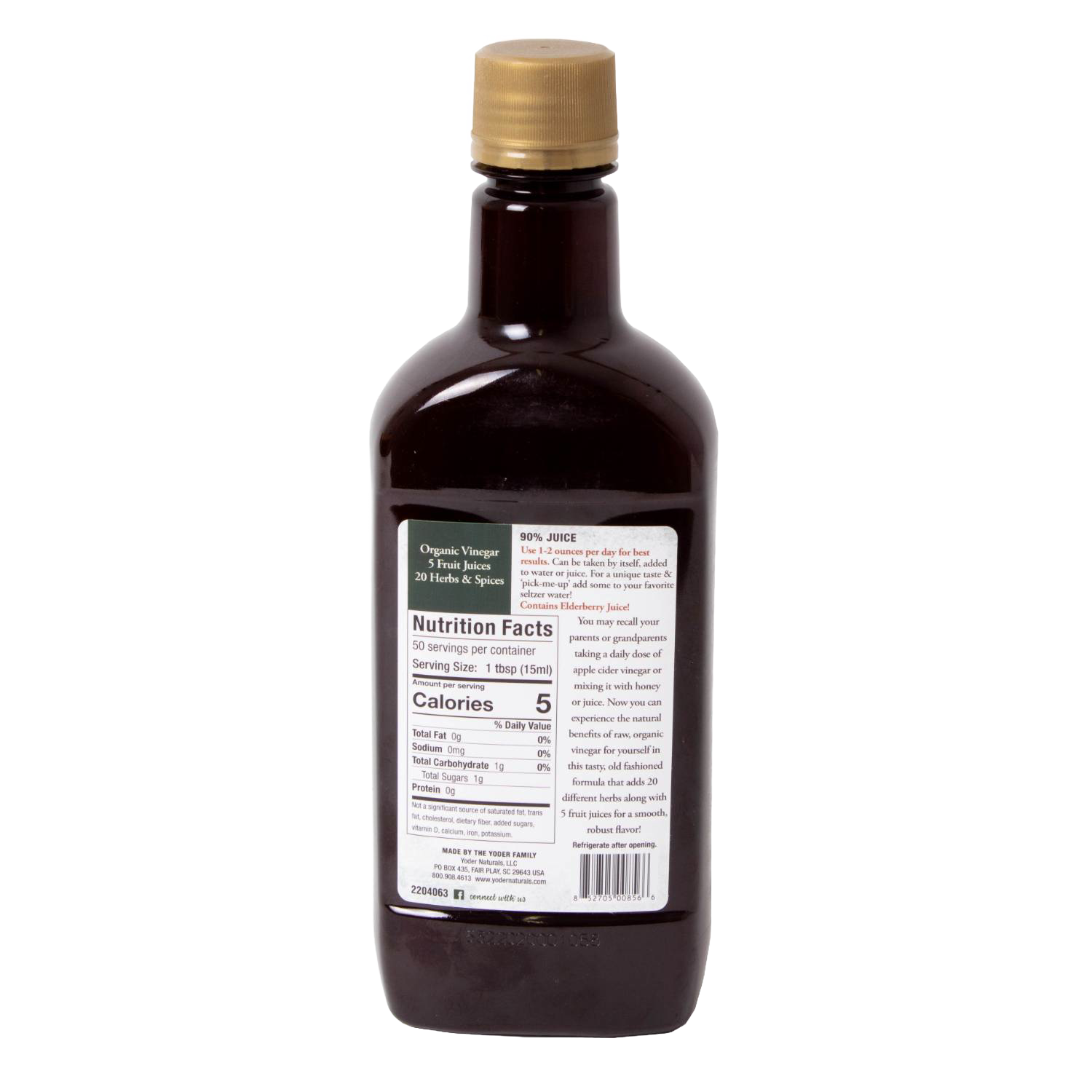 Brown bottle of herbal tonic with gold cap, nutrition label and usage instructions in Health & Beauty under $50 collections