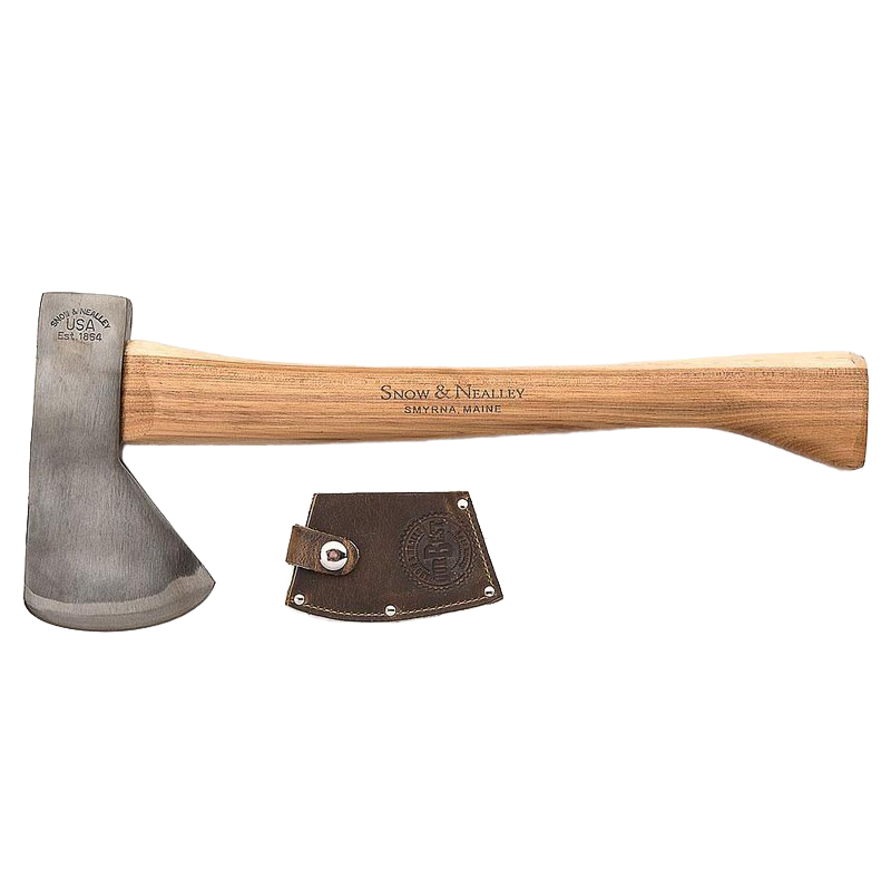 Kindling axe with wooden handle and metal head, including leather sheath for outdoor tools and garden use under $100 collections