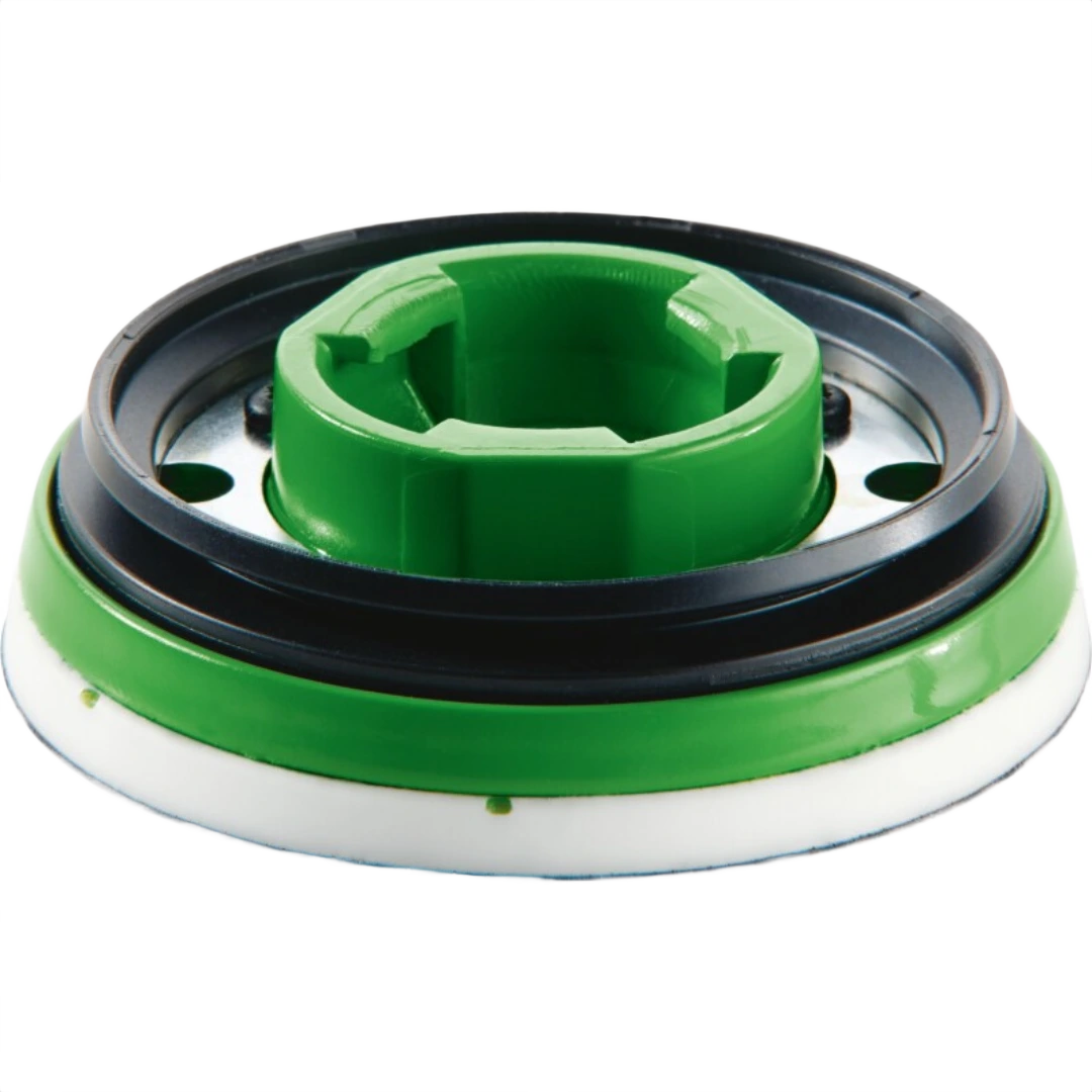 Green and black polishing pad backing plate for woodworking finishing tools in home improvement collections under $50