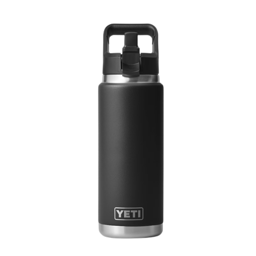Black stainless steel 26 oz. insulated bottle with straw cap from Drinkware and Kitchen & Kitchenware collections