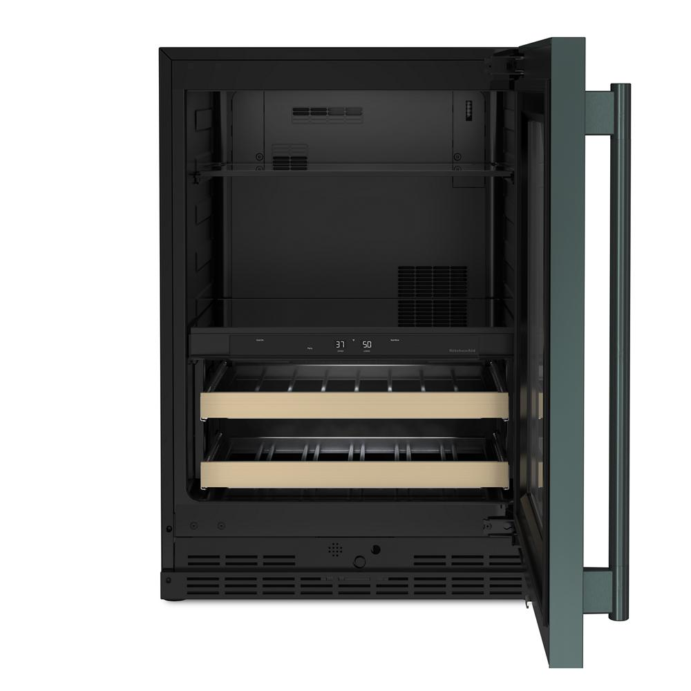 24" Beverage Center with Glass Door and Wood-Front Racks