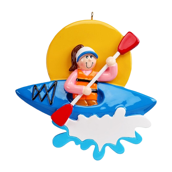 Colorful kayaking girl ornament with paddle and life jacket for Christmas Ornaments & Tree Decorations under $50 collection