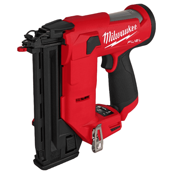 Compact red cordless 18 gauge brad nailer with ergonomic handle for precision home improvement and woodworking tasks
