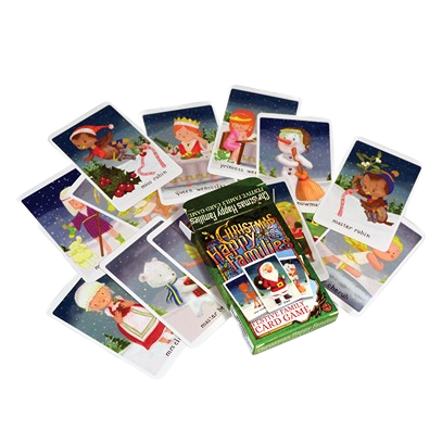 Christmas-themed Happy Families card game featuring charming holiday characters and festive winter scenes