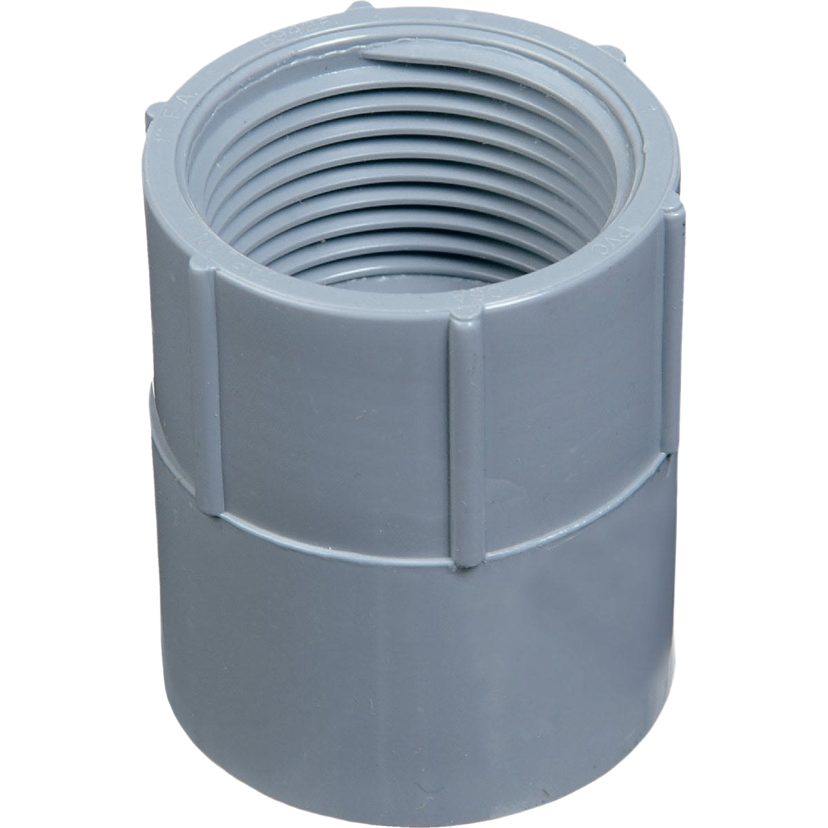 Gray PVC female threaded and socket adapter for electrical conduit fitting in home improvement and electrical collections