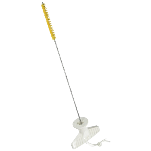 Deluxe cleaning brush with yellow bristles and white handle for percolators and tubes in cleaning tool collections under $50