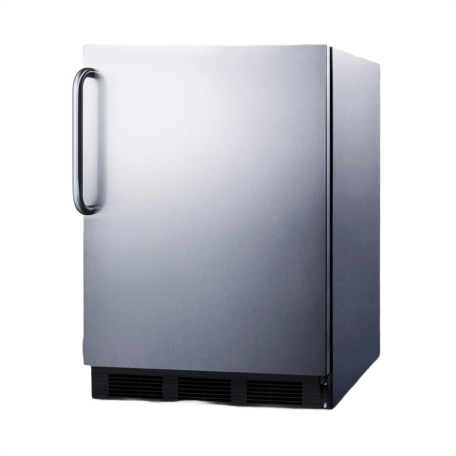 Built-in undercounter refrigerator-freezer with stainless steel exterior for kitchen and appliance collections