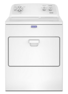 Front view of white top load electric dryer with control knobs in washers and dryers appliances collection