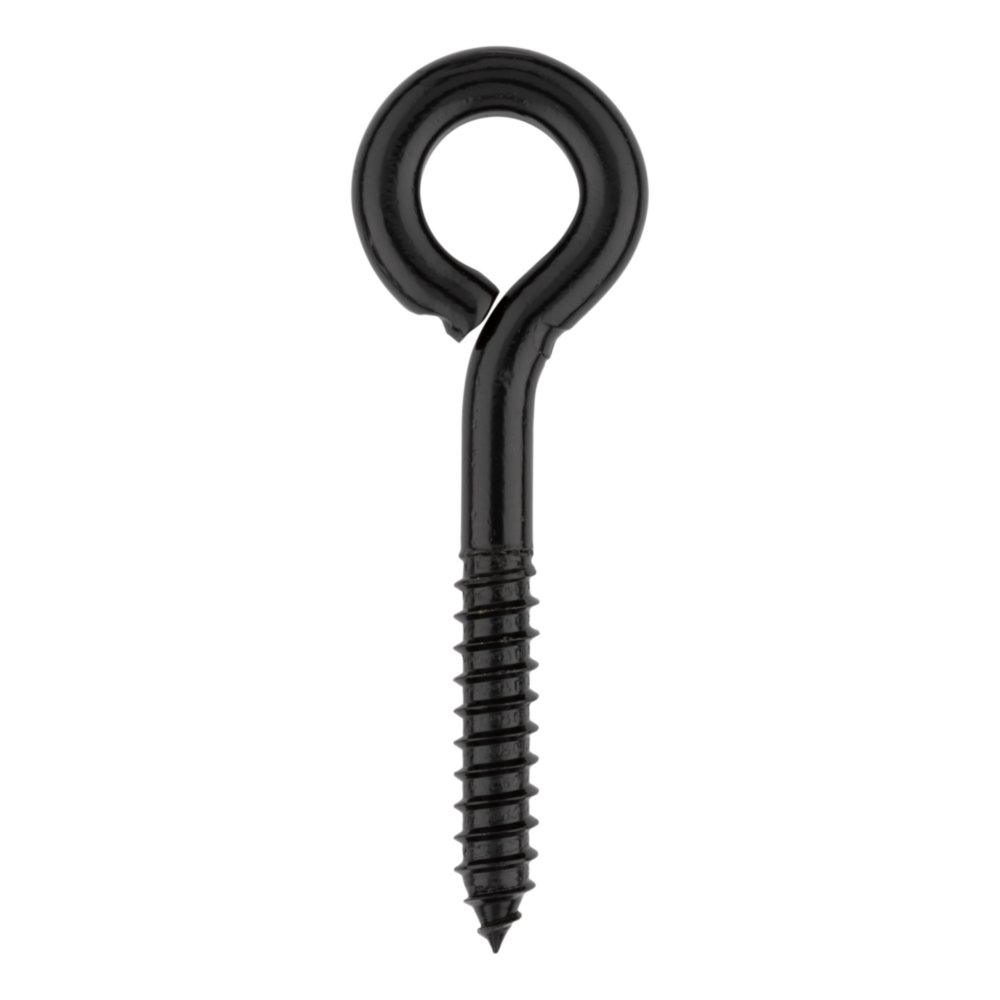 Black lag screw eye with threaded shaft for secure fastening in hardware and home improvement projects under $50