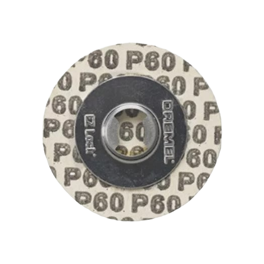 Circular sanding disc with 60 grit abrasive and black EZ Lock center for rotary tool accessories and home improvement