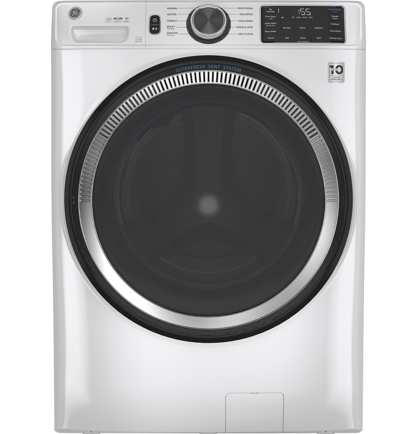 White front load washer with digital control panel and UltraFresh Vent System from Washers & Appliances collections