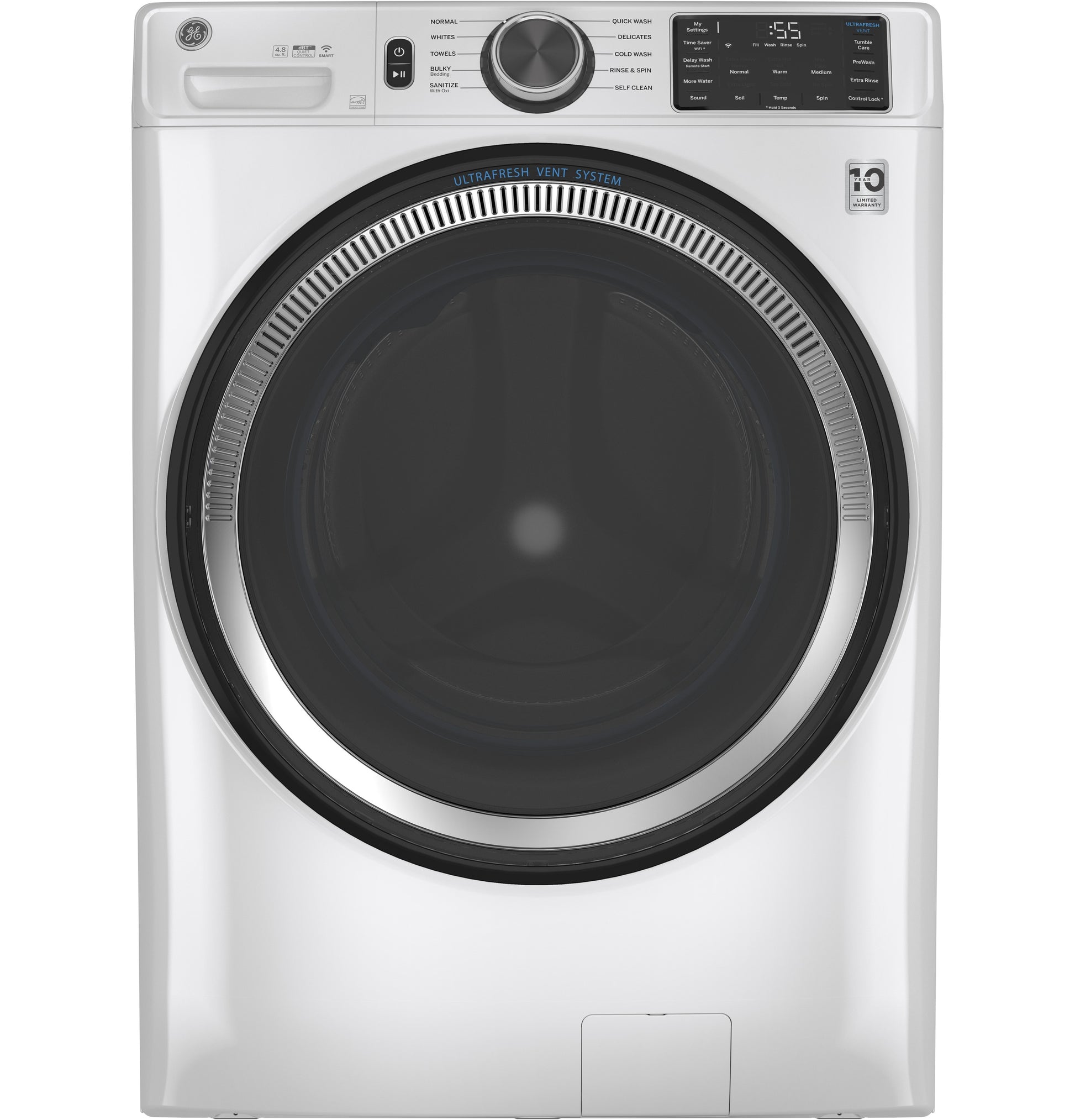White front load washer with digital control panel and UltraFresh Vent System from Washers & Appliances collections