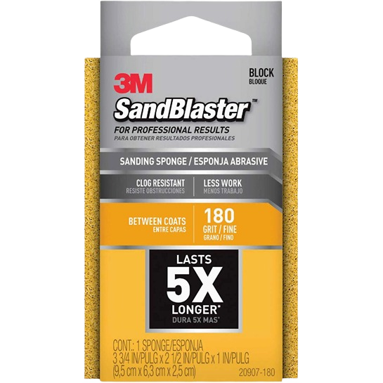 180 grit fine sanding sponge from 3M for paint and patching repairs in home improvement tools collection
