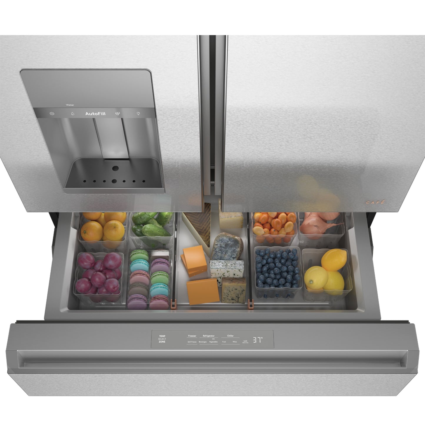 CAFÉ™ ENERGY STAR® 27.8 Cu. Ft. Smart 4-Door French-Door Refrigerator in Platinum Glass