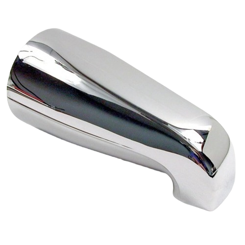 Chrome tub spout with front connection designed for home improvement and plumbing tool applications