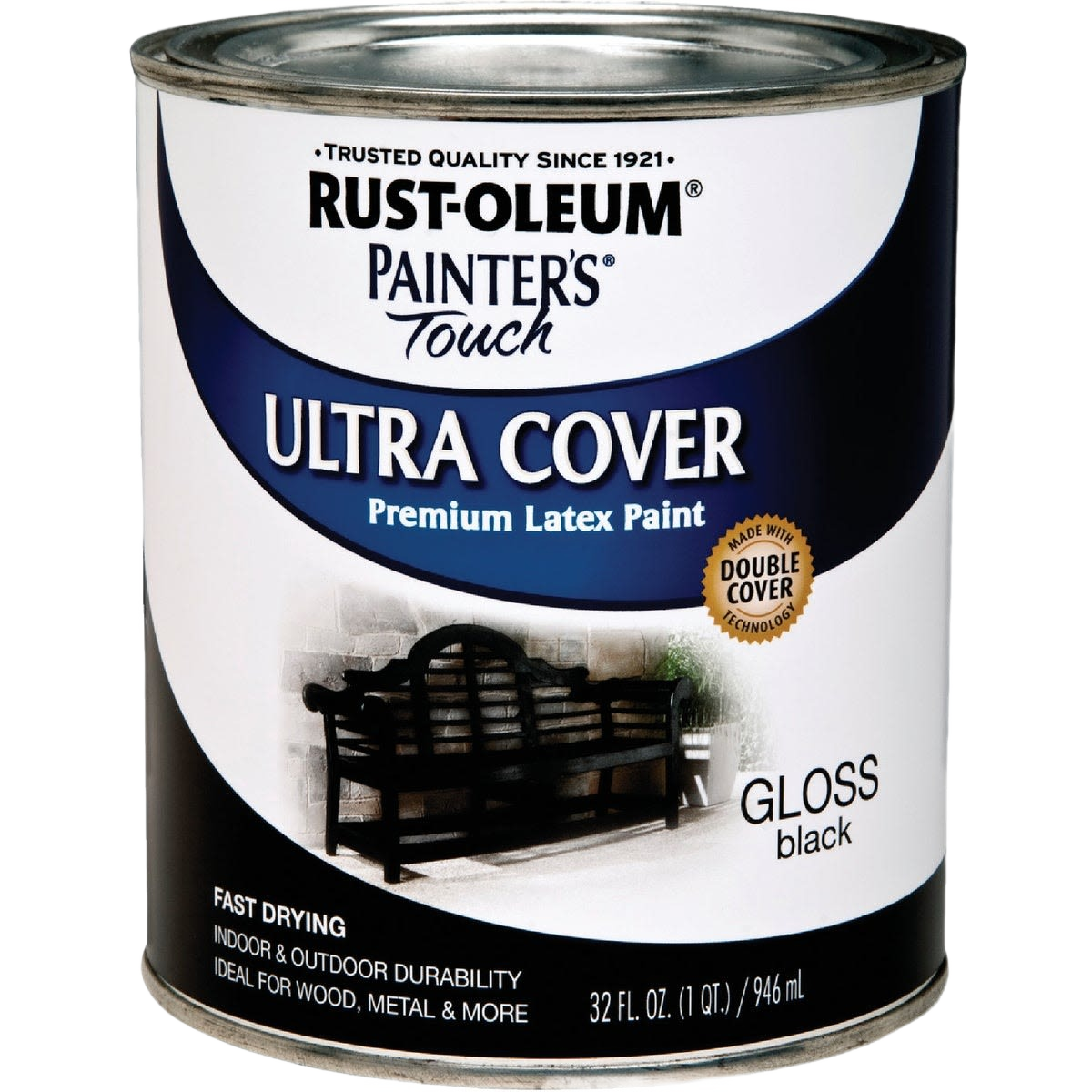 Gloss black latex paint can with durable finish for wood, metal, and home improvement projects in specialty paint collection