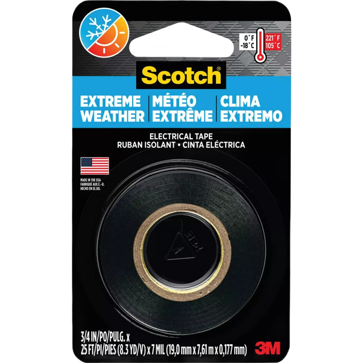 Black vinyl electrical tape designed for extreme weather protection in electrical tools and home improvement collections under $50