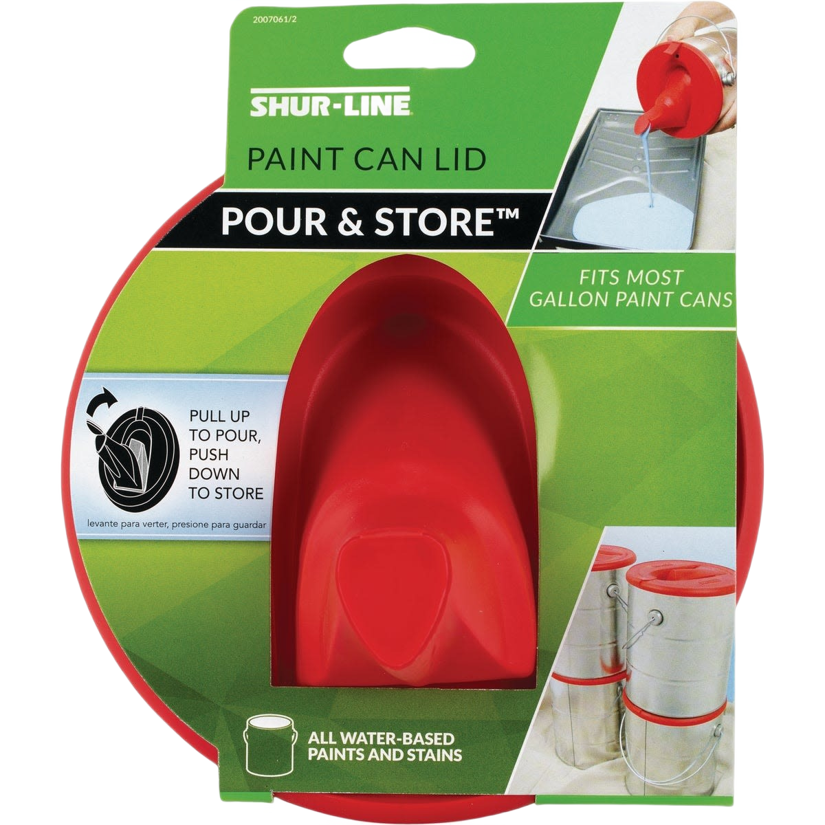 Red flexible pour-and-store paint can lid accessory for gallon paint buckets in home improvement supplies collection