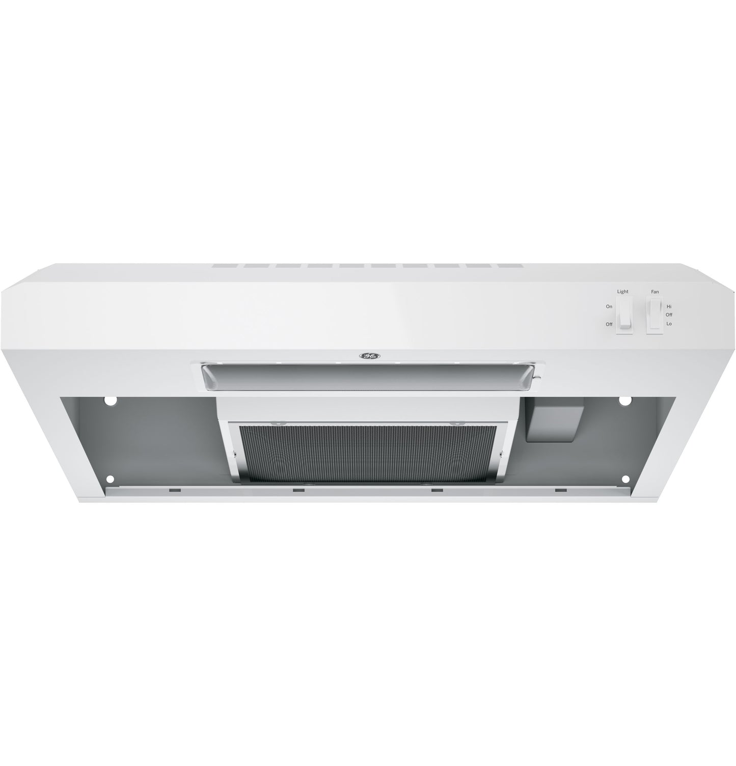 White under-cabinet range hood with mesh filter and simple switch controls from Range Hoods and Kitchen & Kitchenware collections