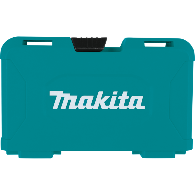 Durable teal plastic carrying case with Makita logo, designed for tool accessories and power tool storage