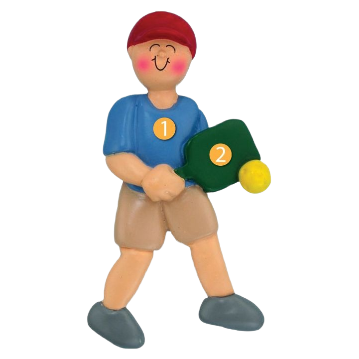 Personalized male figurine holding a pickleball paddle and ball from Christmas Ornaments & Tree Decorations collection under $50