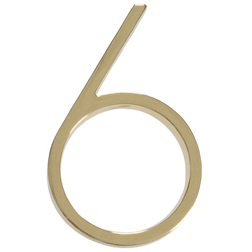 Brass floating mount house number 6 with durable zinc construction for home improvement and hardware collections under $50