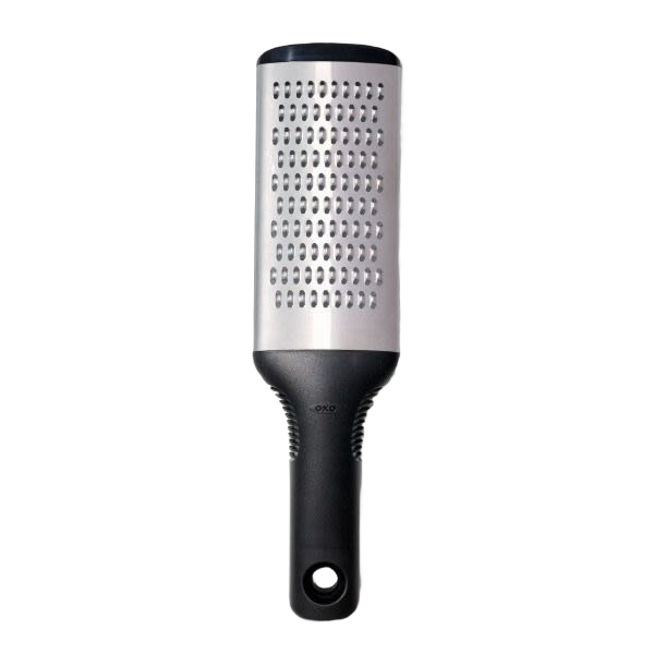 Compact stainless steel grater with black ergonomic handle for versatile kitchen use in Kitchen Gadgets collection under $50