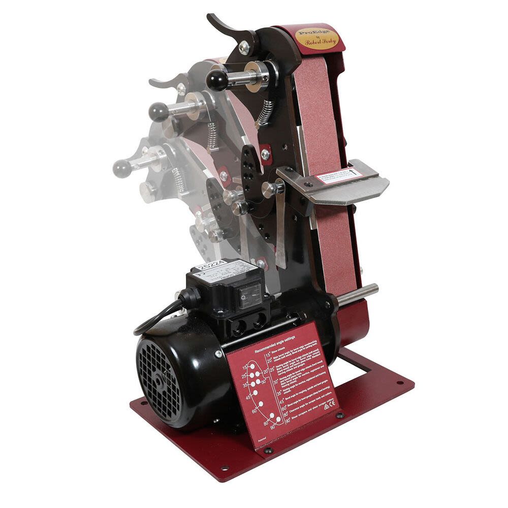 Compact sharpening system with adjustable angle mechanism and motorized sanding belt for tools and home improvement tasks
