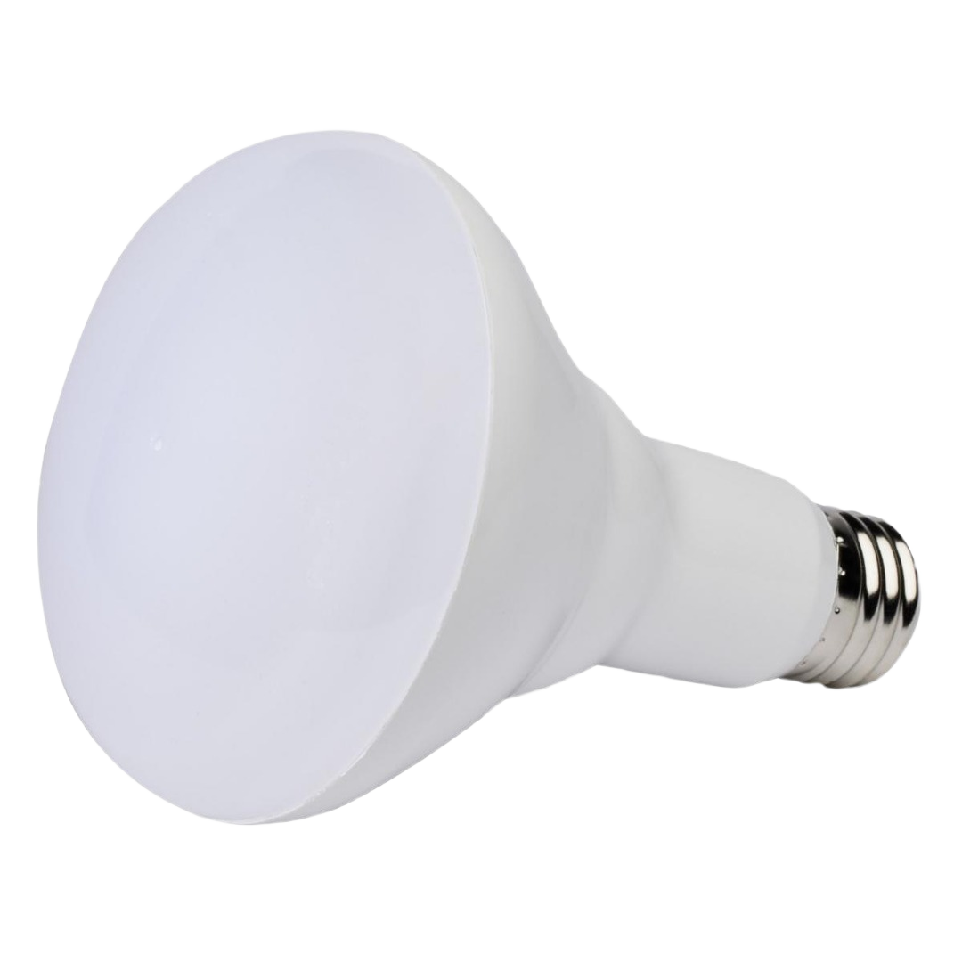 White BR30 LED light bulb with standard screw base for energy-efficient home improvement lighting projects