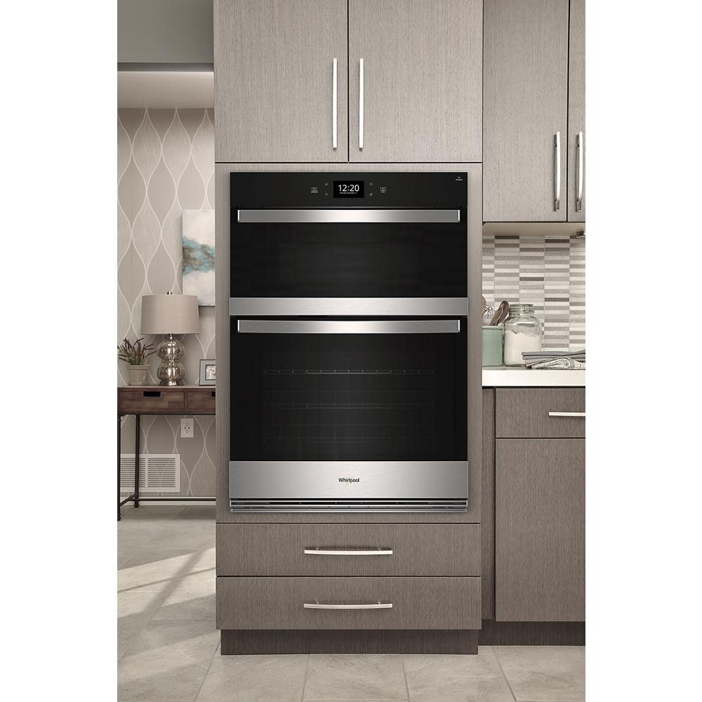Built-in stainless steel wall oven microwave combo with digital display in modern kitchen for Appliances collection