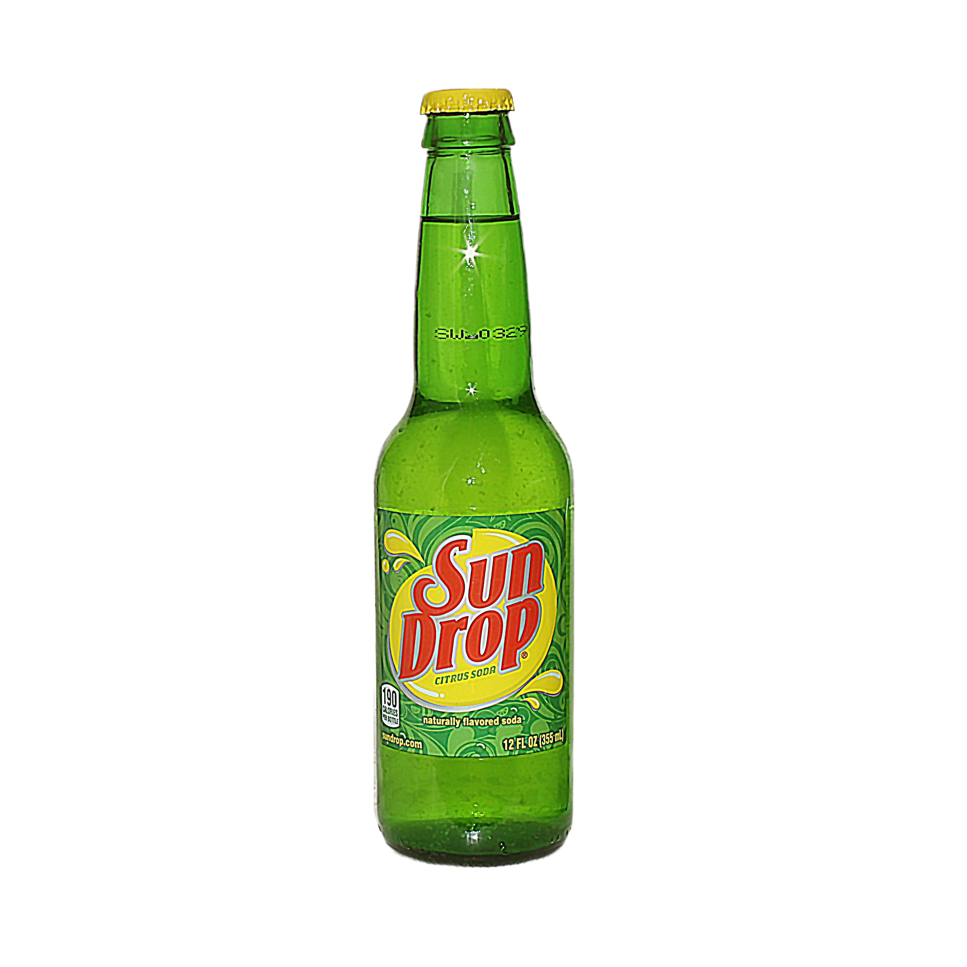 Green glass bottle of citrus soda with yellow cap in food and beverage drinks collection under $25
