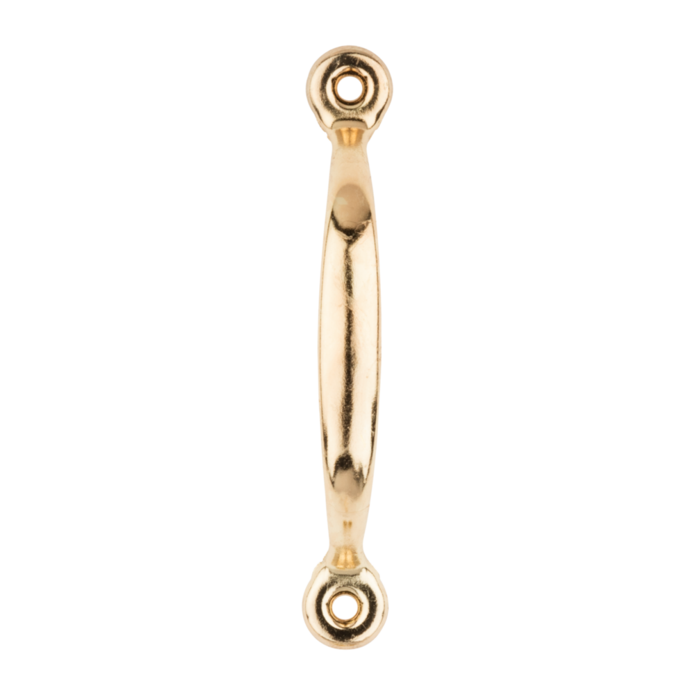 4-3/4 inch brass door pull with mounting holes for cabinet and furniture hardware in home improvement projects