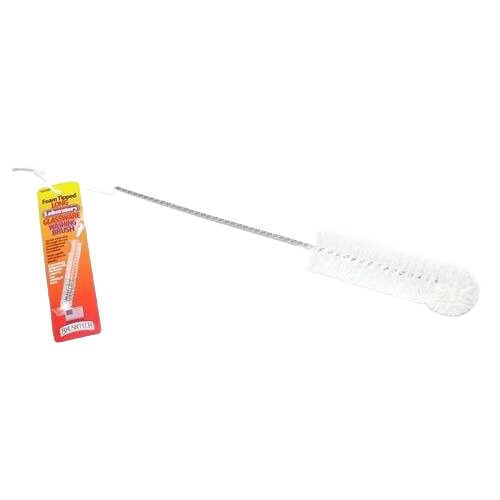 Long-handled laboratory brush with foam tip and twisted wire handle for cleaning wide-mouthed glassware in cleaning tool collections
