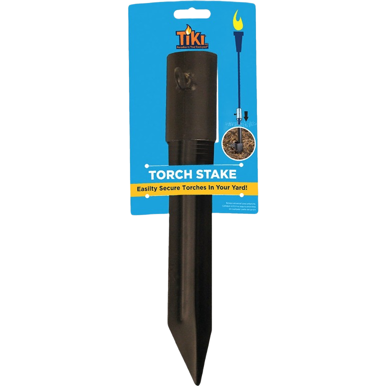 Black metal torch stake for patios and gardens, designed for insect control and outdoor pest management under $50.