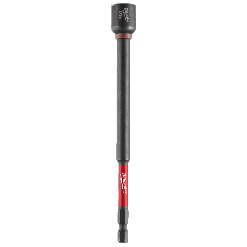 Magnetic nut driver with long shaft and red steel handle for power tool accessories in tool and home improvement collections