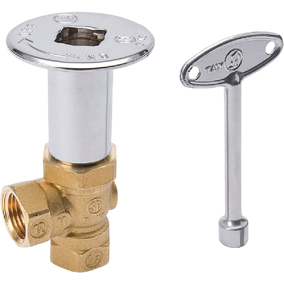 Chrome-plated log lighter valve kit with brass fittings, adjustable flange, and key for plumbing repair under $50 collection