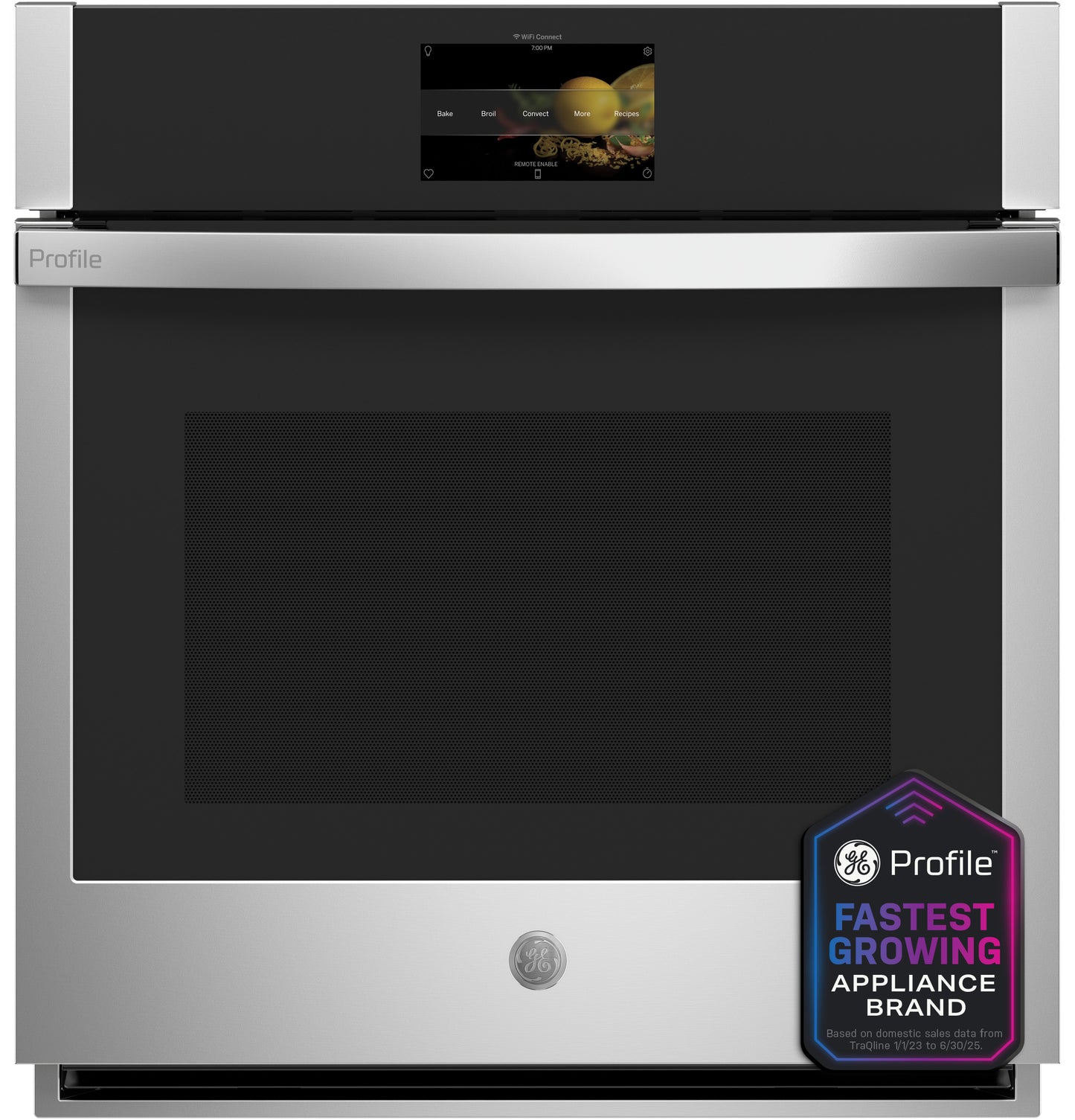 Stainless steel built-in single wall oven with touchscreen control in Single Wall Ovens and Kitchen collections