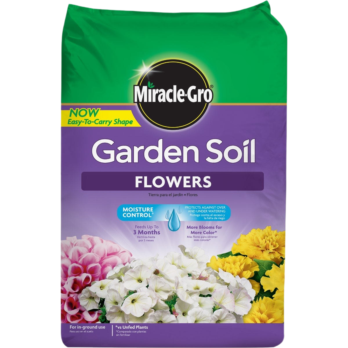 Bag of enriched garden soil for flowers with moisture control and extended feeding for vibrant blooms in gardening and soil collections