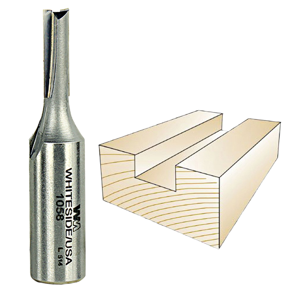 Metal straight router bit designed for woodworking grooves and dados in tool accessories collection