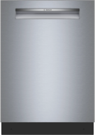 Front view of a stainless steel Bosch built-in dishwasher with an anti-fingerprint finish, featured in Dishwashers, Built-in Dishwashers, Kitchen & Kitchenware, All Products, and Appliances at Hartville Hardware.