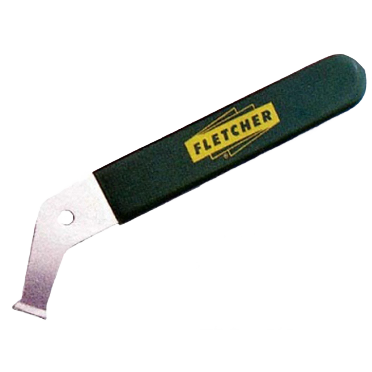Black-handled Fletcher Terry plastic cutter with angled metal blade for precision scoring in woodworking and electrical hand tools use